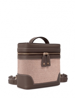 Écrins Nacelle' Nappa Leather backpack Apple Chocolate & Pèche