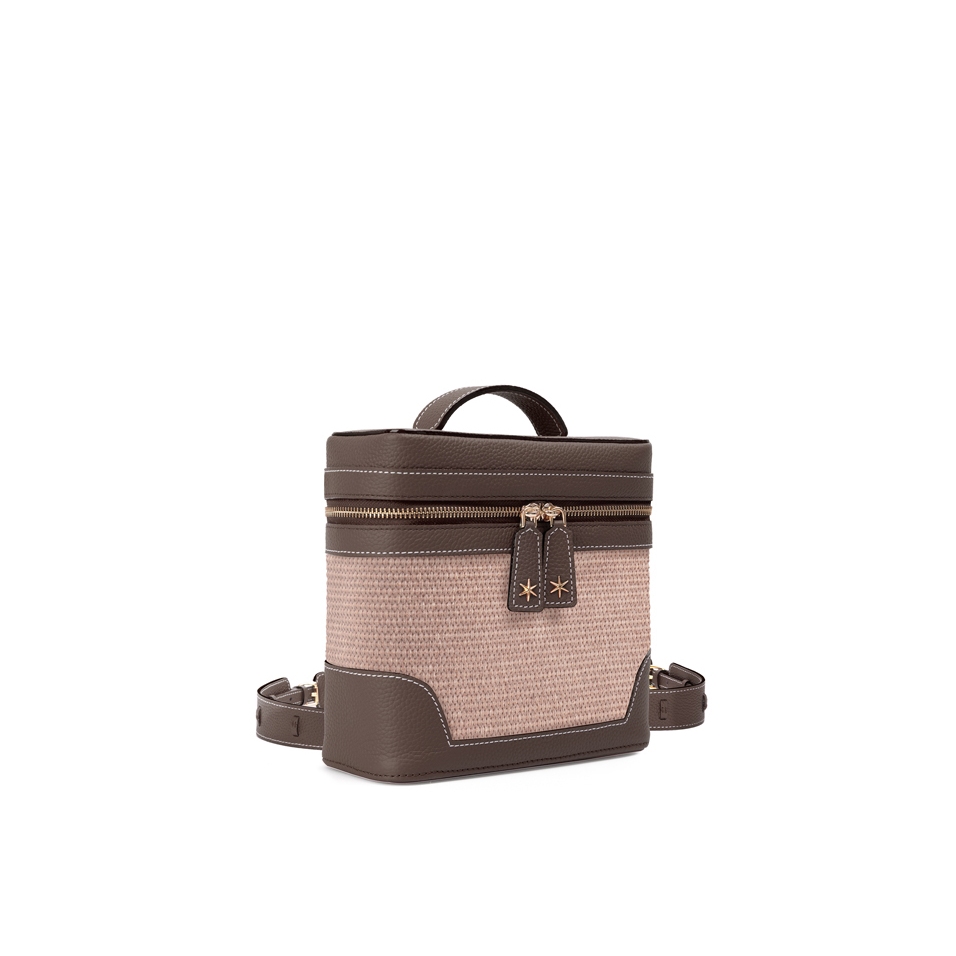 Écrins Nacelle' Nappa Leather backpack Apple Chocolate & Pèche
