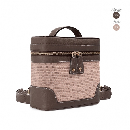 'Écrins Nacelle' Sac à dos Cuir Nappa Chocolat & Pèche