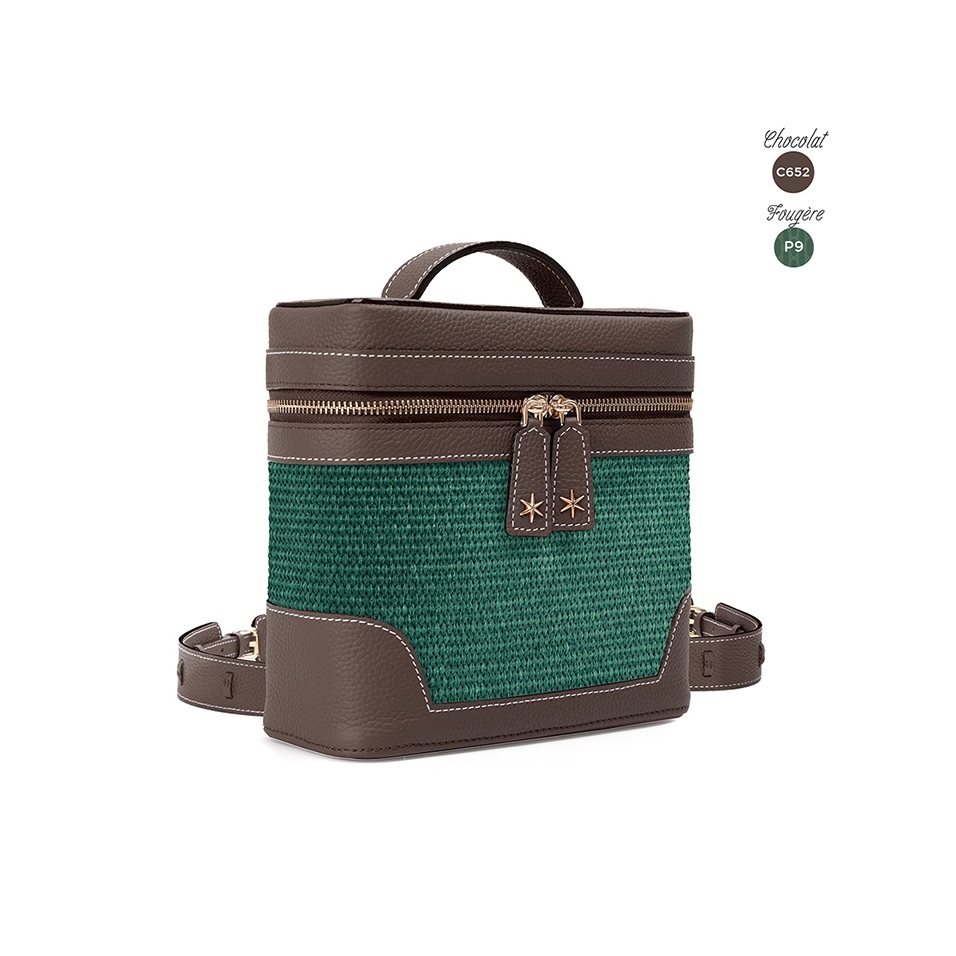 'Écrins Nacelle' Sac à dos Cuir Nappa Chocolat & Fougère