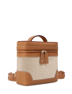 Écrins Nacelle' Nappa Leather backpack Apple Chocolate & Crème
