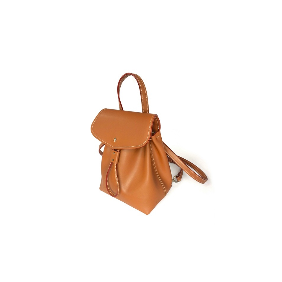 'Fontainebleau' Sac à dos Cuir Cognac & Or