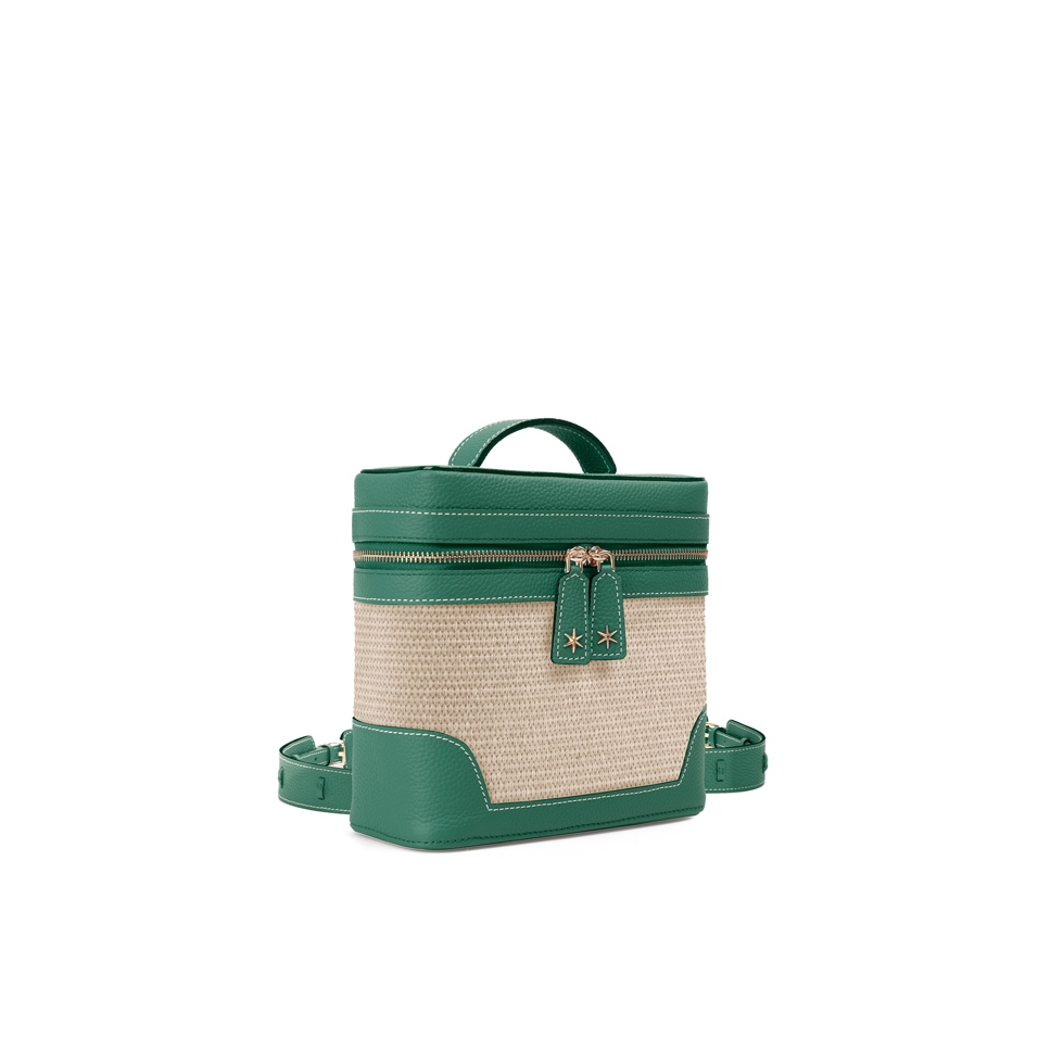 'Écrins Nacelle' Sac à dos Cuir Nappa Vert Pin & Crème