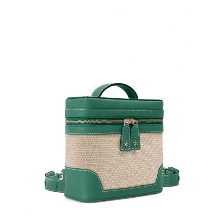 'Écrins Nacelle' Sac à dos Cuir Nappa Vert Pin & Crème