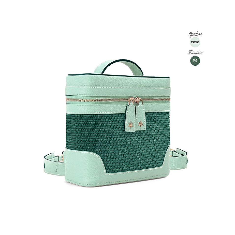 'Écrins Nacelle' Sac à dos Cuir Nappa Opaline & Fougère