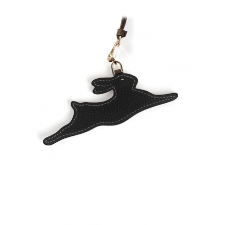 'En L'Air Clé' Porte Clé et Charms en Cuir Nappa Ébène & Or