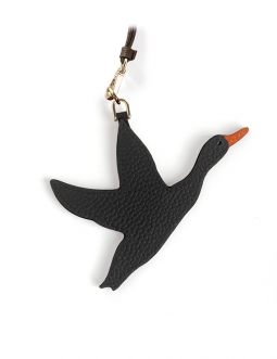 'En L'Air Clé Oie' Nappa Leather Key Chain and Charms Black & Gold