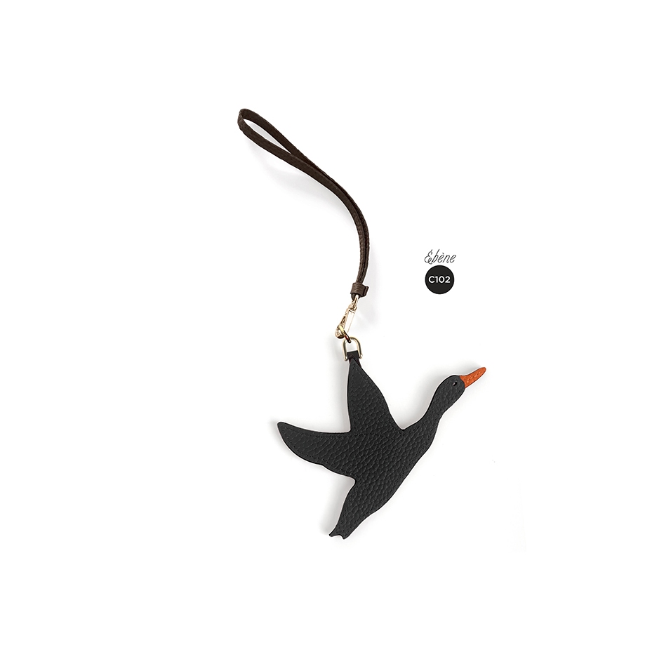 'En L'Air Clé Oie' Nappa Leather Key Chain and Charms Black & Gold