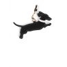 'En L'Air Clé Téckel' Nappa Leather Key Chain and Charms Black & Gold