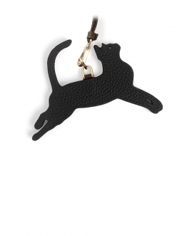 'En L'Air Clé Chat' Nappa Leather Key Chain and Charms Black & Gold