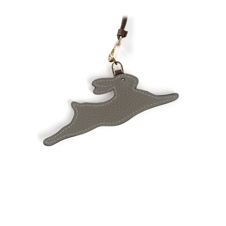 'En L'Air Clé Lièvre' Nappa Leather Key Chain and Charms Elephant Grey & Gold
