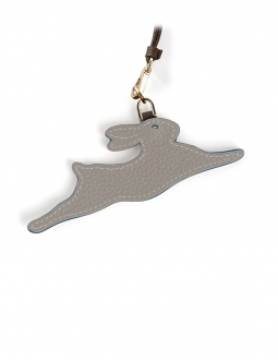 'En L'Air Clé Lièvre' Porte Clé et Charms en Cuir Nappa Perle & Or