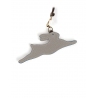 'En L'Air Clé Lièvre' Nappa Leather Key Chain and Charms Pearl Grey & Gold