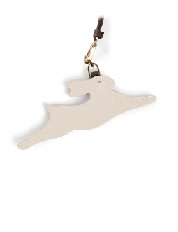 'En L'Air Clé Lièvre' Nappa Leather Key Chain and Charms Cream & Gold