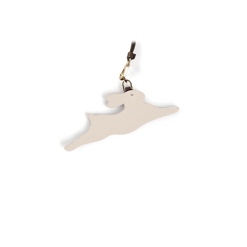 'En L'Air Clé Lièvre' Nappa Leather Key Chain and Charms Cream & Gold