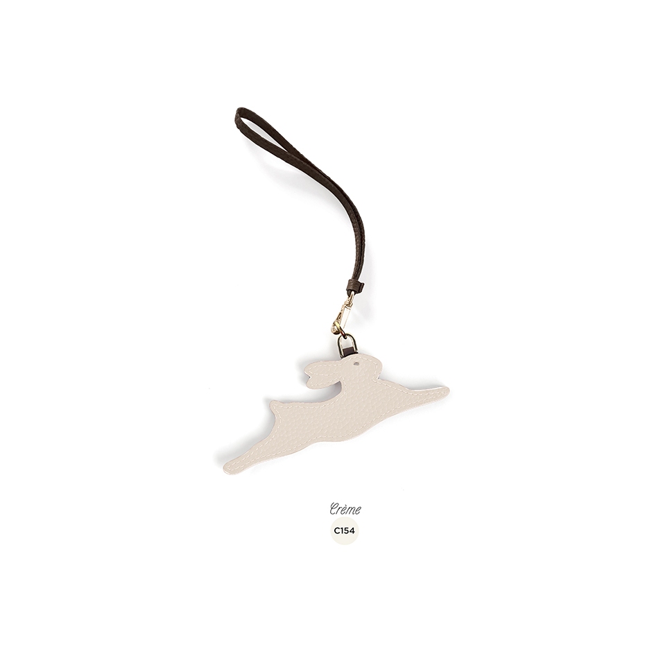 'En L'Air Clé Lièvre' Nappa Leather Key Chain and Charms Cream & Gold