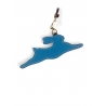 'En L'Air Clé Lièvre' Porte Clé et Charms en Cuir Nappa Cyan & Or