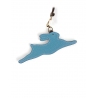 'En L'Air Clé Lièvre' Porte Clé et Charms en Cuir Nappa Azur & Or