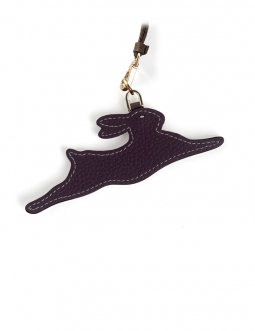 'En L'Air Clé Lièvre' Nappa Leather Key Chain and Charms Dark Purple & Gold