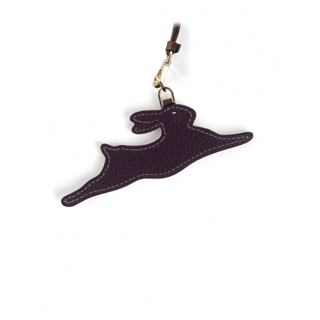 'En L'Air Clé Lièvre' Nappa Leather Key Chain and Charms Dark Purple & Gold
