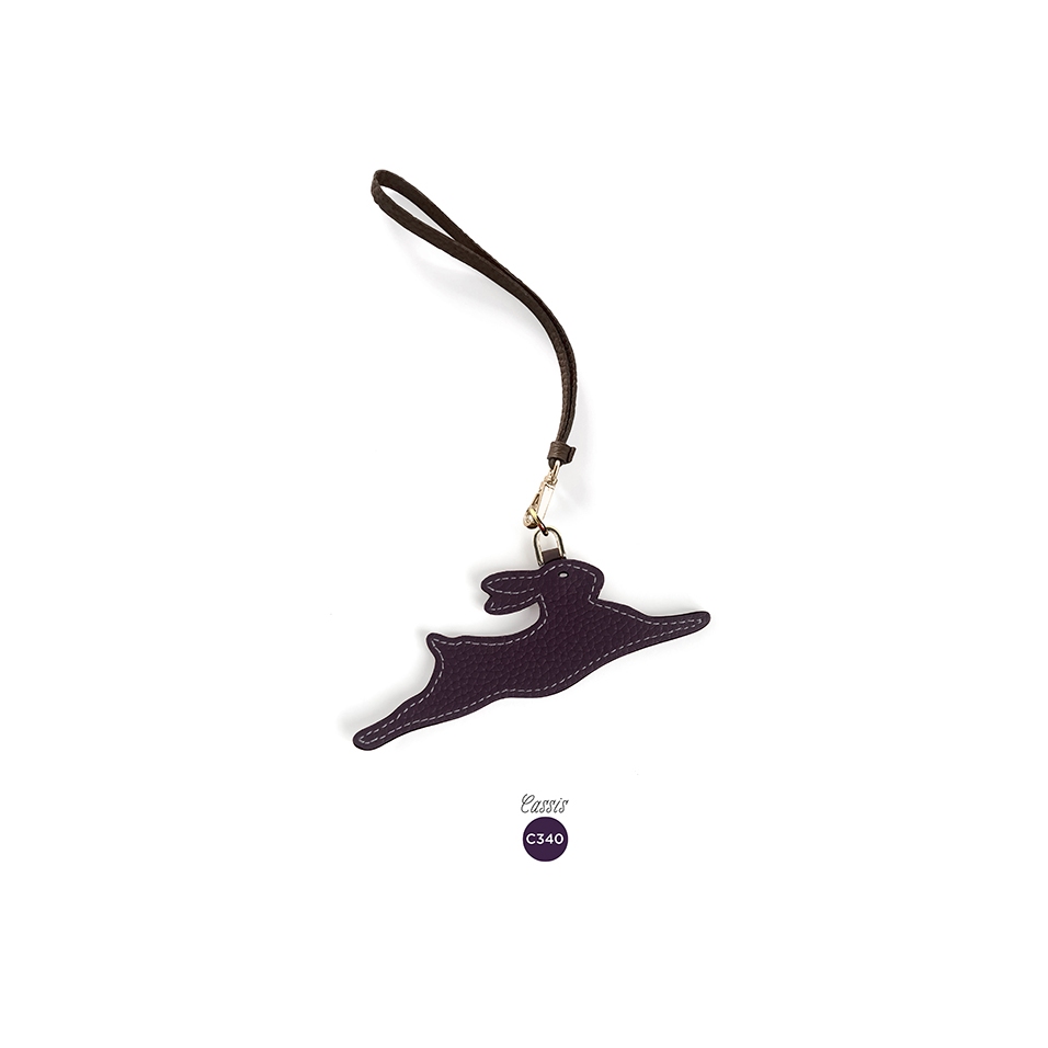 'En L'Air Clé Lièvre' Nappa Leather Key Chain and Charms Dark Purple & Gold