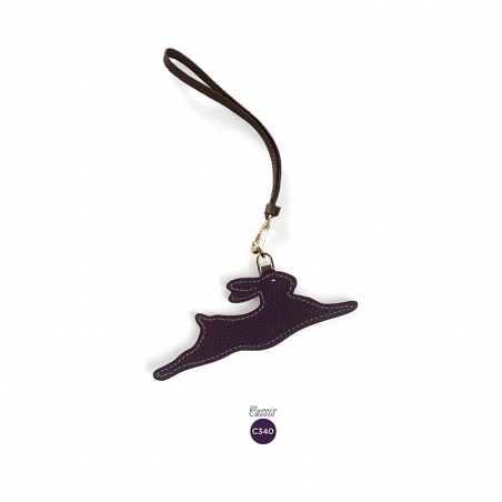 'En L'Air Clé Lièvre' Nappa Leather Key Chain and Charms Dark Purple & Gold
