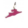 'En L'Air Clé Lièvre' Porte Clé et Charms en Cuir Nappa Fuchsia & Or