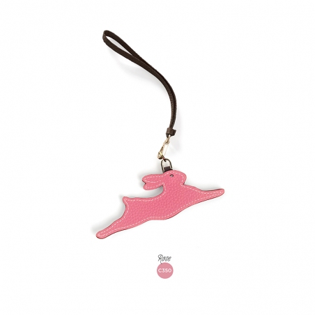 'En L'Air Clé Lièvre' Nappa Leather Key Chain and Charms Rose & Gold