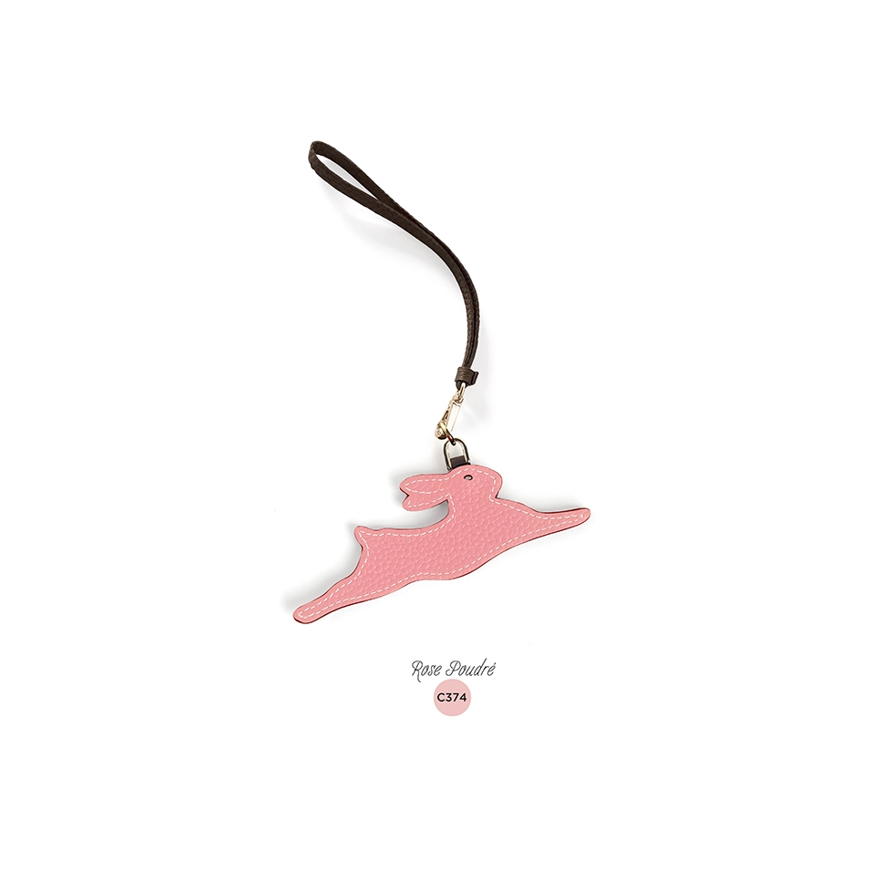 'En L'Air Clé Lièvre' Nappa Leather Key Chain and Charms Light Pink & Gold