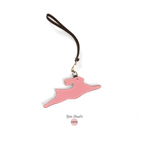 'En L'Air Clé Lièvre' Nappa Leather Key Chain and Charms Light Pink & Gold