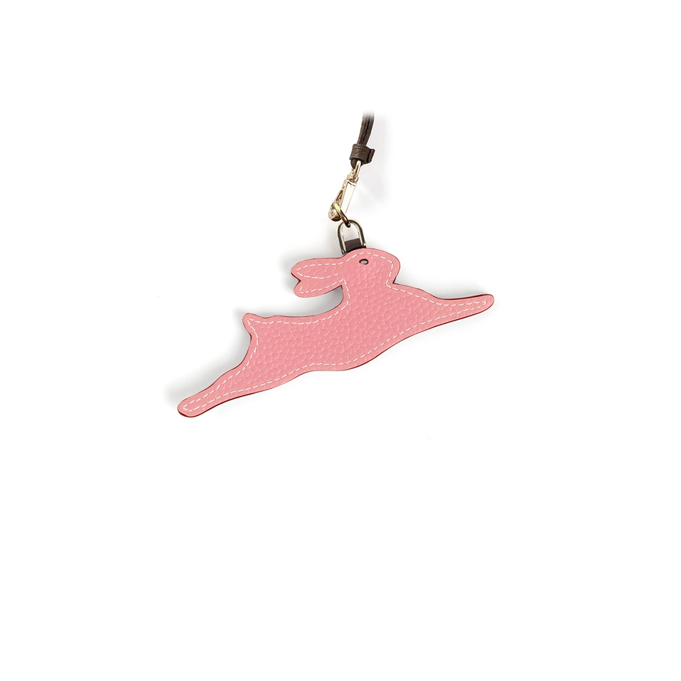 'En L'Air Clé Lièvre' Nappa Leather Key Chain and Charms Light Pink & Gold