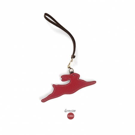 'En L'Air Clé Lièvre' Nappa Leather Key Chain and Charms Red & Gold