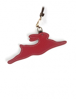 'En L'Air Clé Lièvre' Nappa Leather Key Chain and Charms Red & Gold