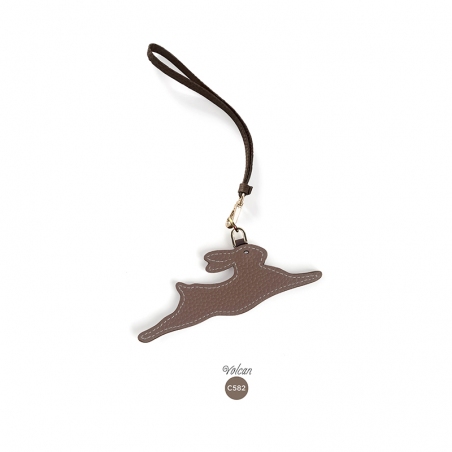 'En L'Air Clé Lièvre' Nappa Leather Key Chain and Charms Volcan & Gold