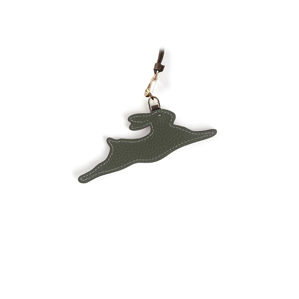 'En L'Air Clé Lièvre' Porte Clé et Charms en Cuir Nappa Taiga & Or