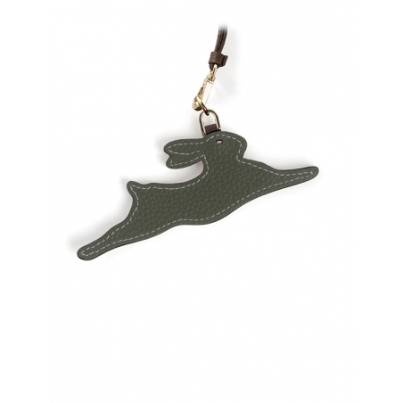 'En L'Air Clé Lièvre' Nappa Leather Key Chain and Charms Taiga & Gold