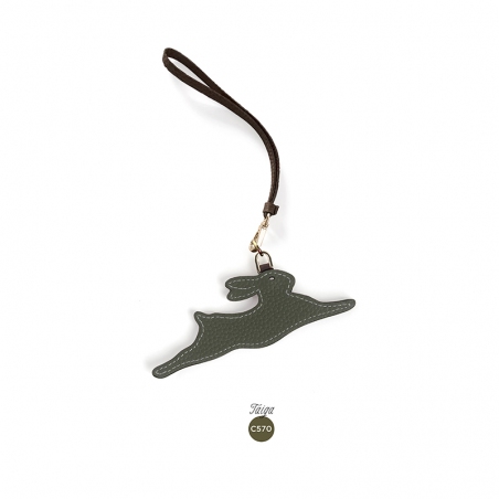 'En L'Air Clé Lièvre' Nappa Leather Key Chain and Charms Taiga & Gold