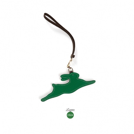 'En L'Air Clé Lièvre' Porte Clé et Charms en Cuir Nappa Lagon & Or