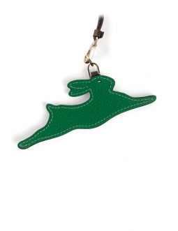 'En L'Air Clé Lièvre' Porte Clé et Charms en Cuir Nappa Lagon & Or