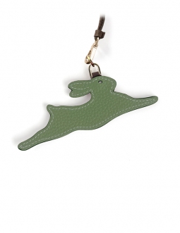 'En L'Air Clé Lièvre' Porte Clé et Charms en Cuir Nappa Asperge & Or