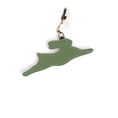 'En L'Air Clé Lièvre' Nappa Leather Key Chain and Charms Asperge & Gold