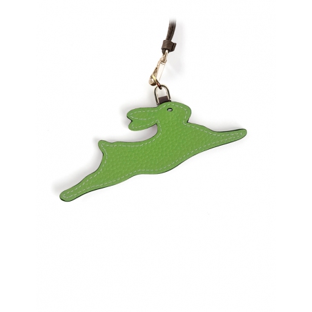 'En L'Air Clé Lièvre' Porte Clé et Charms en Cuir Nappa Pomme & Or