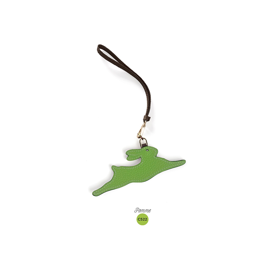 'En L'Air Clé Lièvre' Porte Clé et Charms en Cuir Nappa Pomme & Or