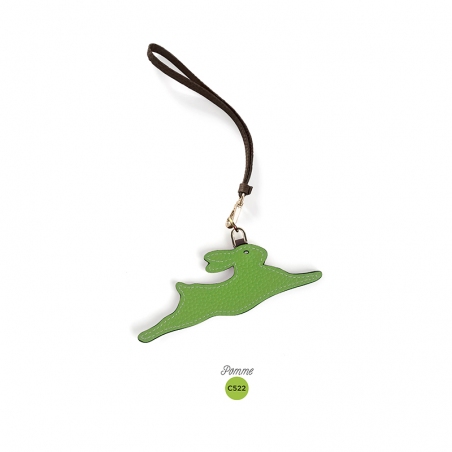 'En L'Air Clé Lièvre' Nappa Leather Key Chain and Charms Apple Green & Gold
