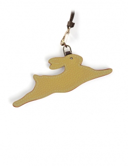 'En L'Air Clé Lièvre' Porte Clé et Charms en Cuir Nappa Anis & Or