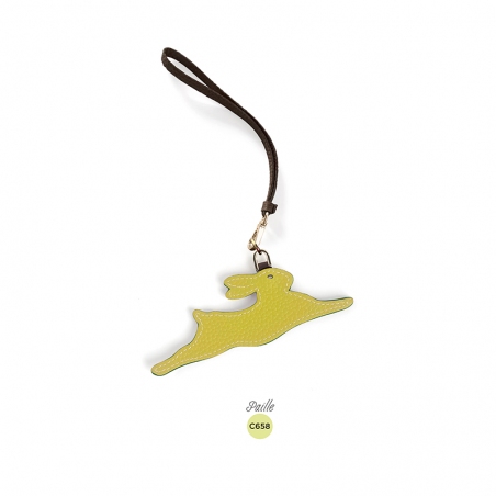 'En L'Air Clé Lièvre' Nappa Leather Key Chain and Charms Paille & Gold