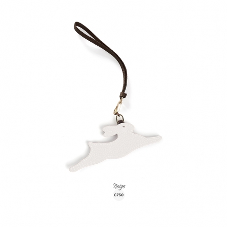 'En L'Air Clé Lièvre' Nappa Leather Key Chain and Charms Snow White & Gold