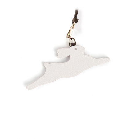 'En L'Air Clé Lièvre' Nappa Leather Key Chain and Charms Snow White & Gold