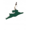 'En L'Air Clé Lièvre' Porte Clé et Charms en Cuir Nappa Vert Pin & Or