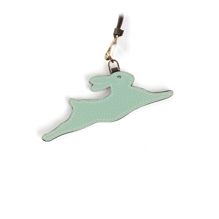 'En L'Air Clé Lièvre' Nappa Leather Key Chain and Charms Opaline & Gold
